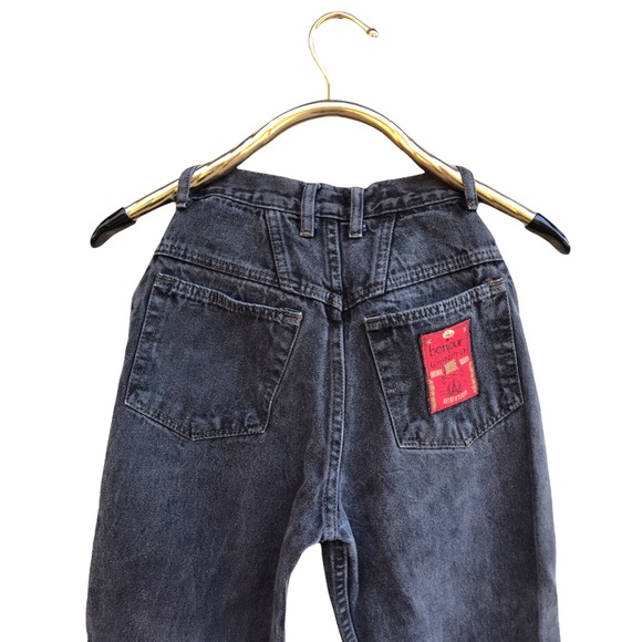 Vintage 90’s Bonjour High waisted mom jeans straight stonewashed charcoal black - Picture 3 of 9